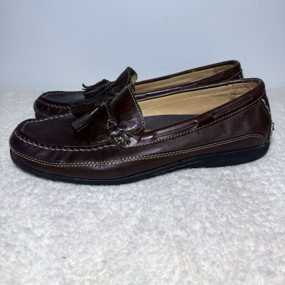 Johnston & Murphy Mens Tassel Brown Leather Driving Shoes 10.5 M